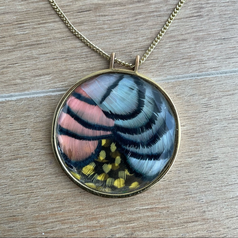 ANTHROPOLOGIE NOCTURNE Feather Pendant Necklace